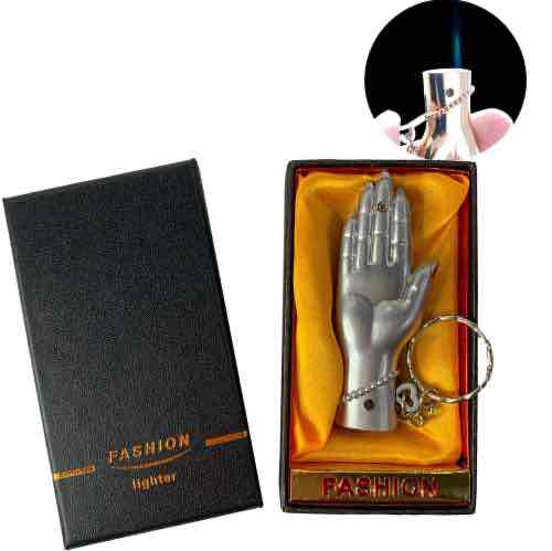 Запальничка-брелок "Рука" срібна в подарунковій коробці