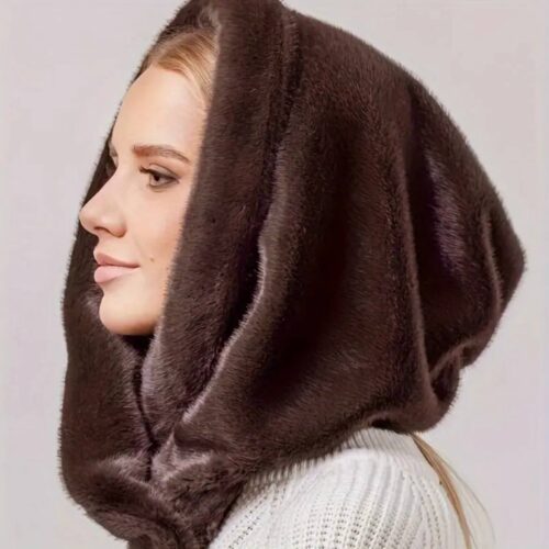 Шапка-хомут з еко-хутра з регулюванням коричнева