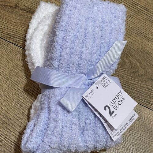Набір шкарпеток домашніх Luxury Socks Primark білі/блакитні (2 пари)