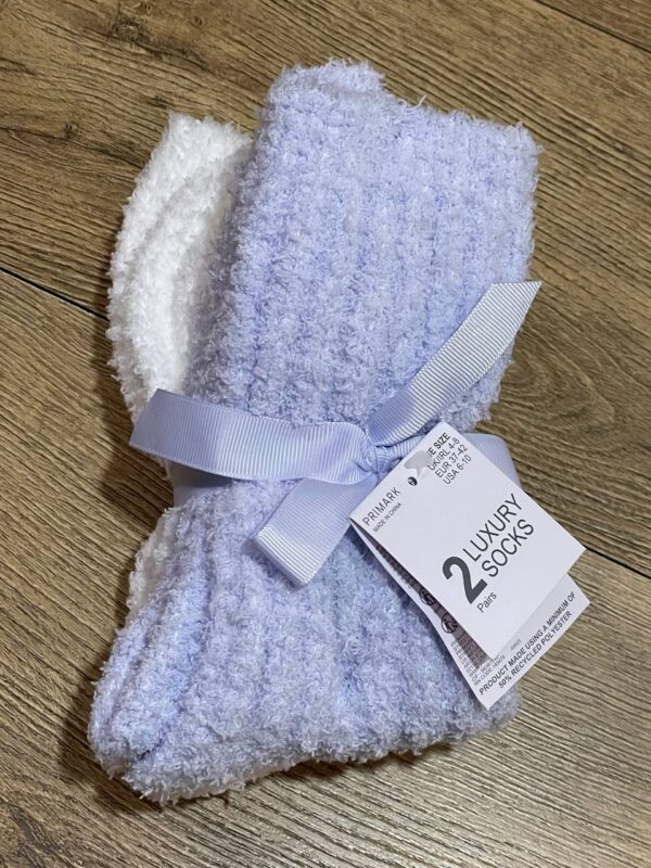 Набір шкарпеток домашніх Luxury Socks Primark білі/блакитні (2 пари)