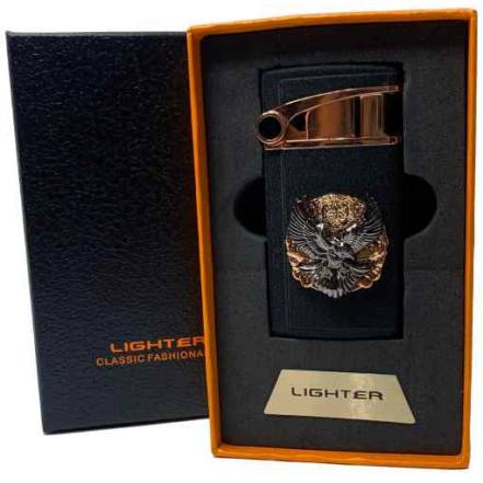 Запальничка "Орел" Jiebao чорний матовий в подарунковій упаковці (турбо полум'я)