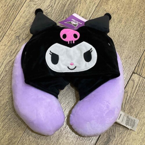 Подушка U-подібна для подорожей "Kuromi/Куромі» Primark з капюшоном фіолетова