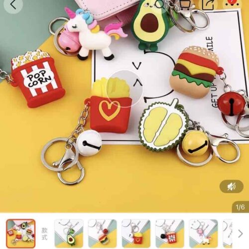 c55ab0b2-209d-4690-9d4c-cd018d858b2f.jpg Брелок силікон "Фрі/ Бургер/Попкорн/ Єдиноріг/Кітті/Авокадо мікс