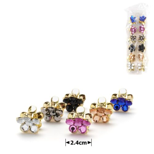 Заколка/краб міні для волосся "Квітка зі стразами" 2,4 см