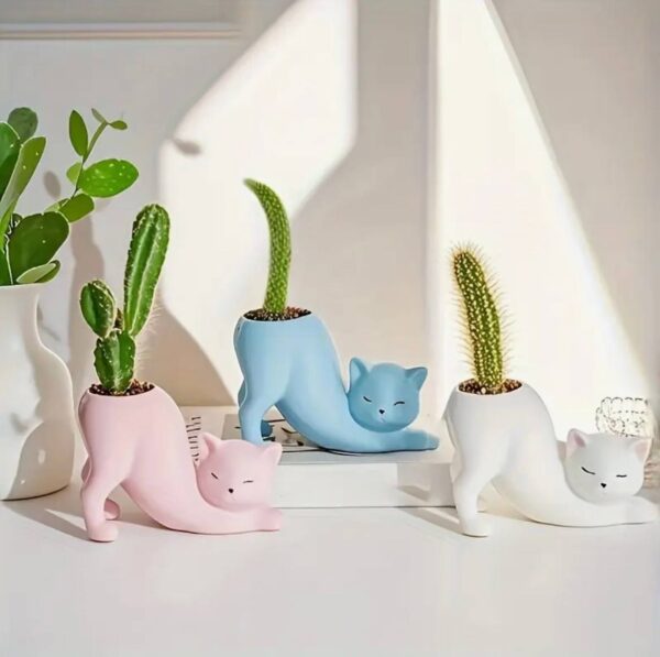 Статуетка-вазон-ваза-органайзер "Котик" 7*10 см білий