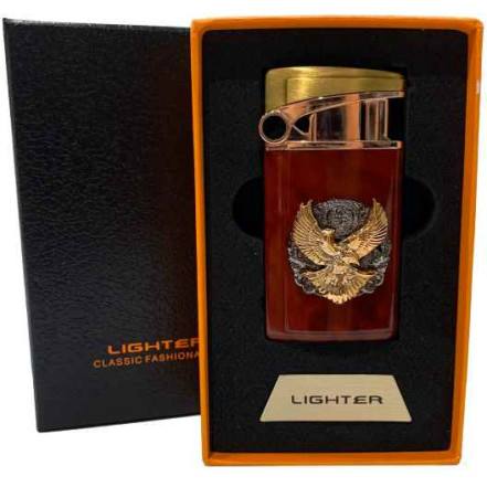 Запальничка "Орел" Jiebao wood коричневий в подарунковій упаковці (турбо полум'я)