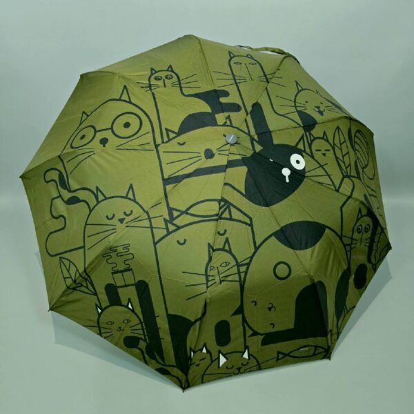 Парасоля компактна півавтомат Mario "Котики абстракція" 9 спиць/97 см антивітер