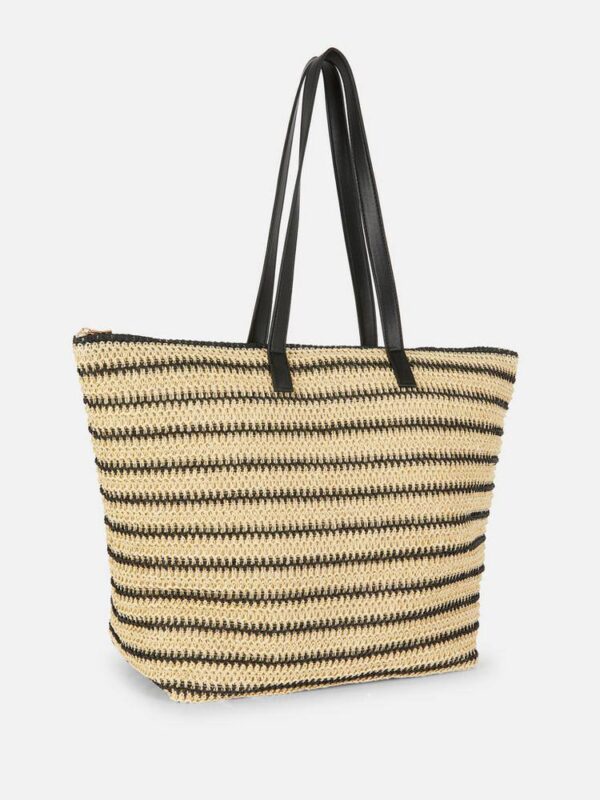 Сумка-шоппер пляжна Primark плетена солома беж-чорна