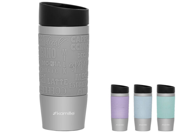 Термочашка Kamille 280 мл нерж. сталь з силіконовою вставкою мікс кольорів
