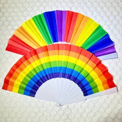 Віяло/ Опахало "Веселка" з пластиковою основою