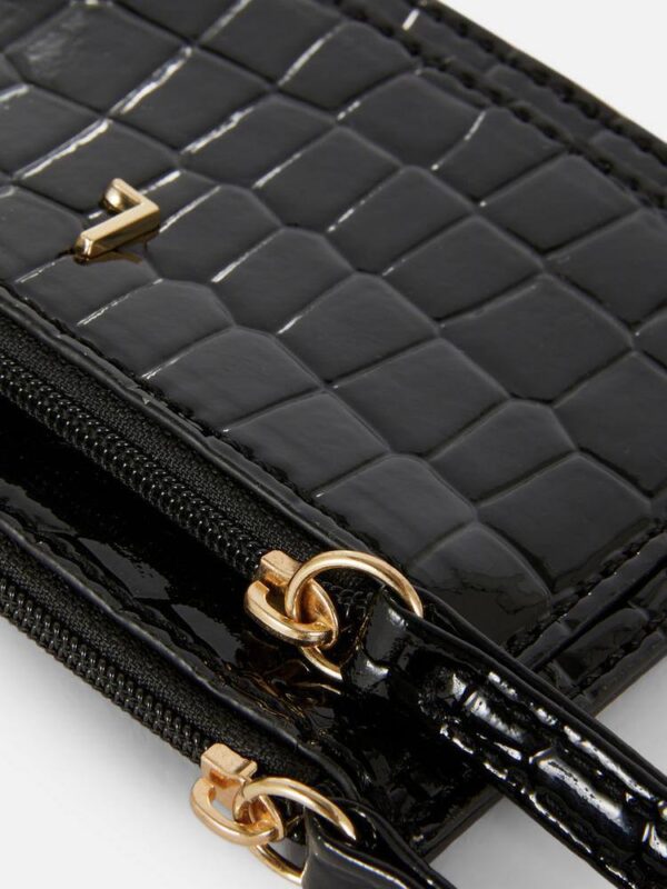 Гаманець компактний Primark лаконічний "крокодил" лакований чорний