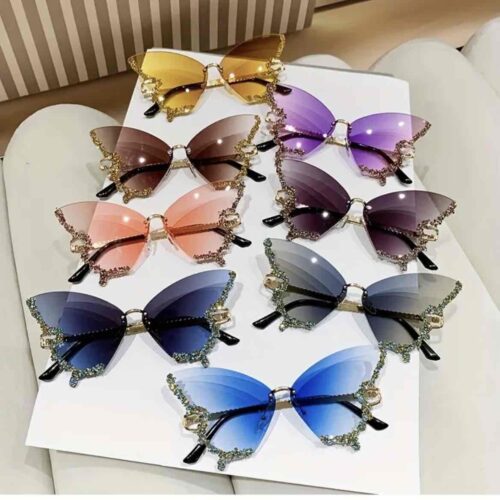 Окуляри жіночі сонцезахисні «Метелики» зі стразами  (8494)