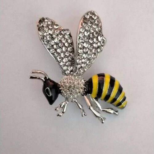 Брошка "Оса" стрази металева
