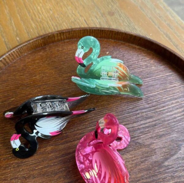 Заколка-краб для волосся "Фламінго" перламутрова