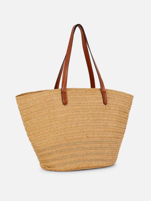 Сумка-шоппер плетена солома Primark бежева з коричневими ручками