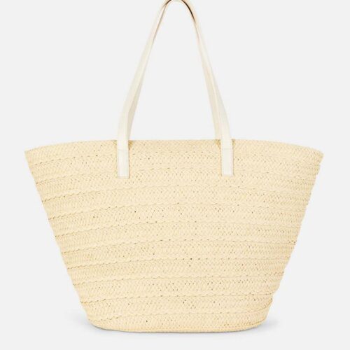 Сумка-шоппер плетена солома Primark молочна з коричневими ручками
