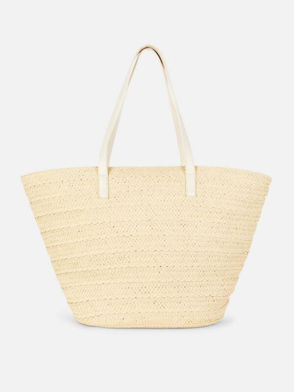 Сумка-шоппер плетена солома Primark молочна з коричневими ручками