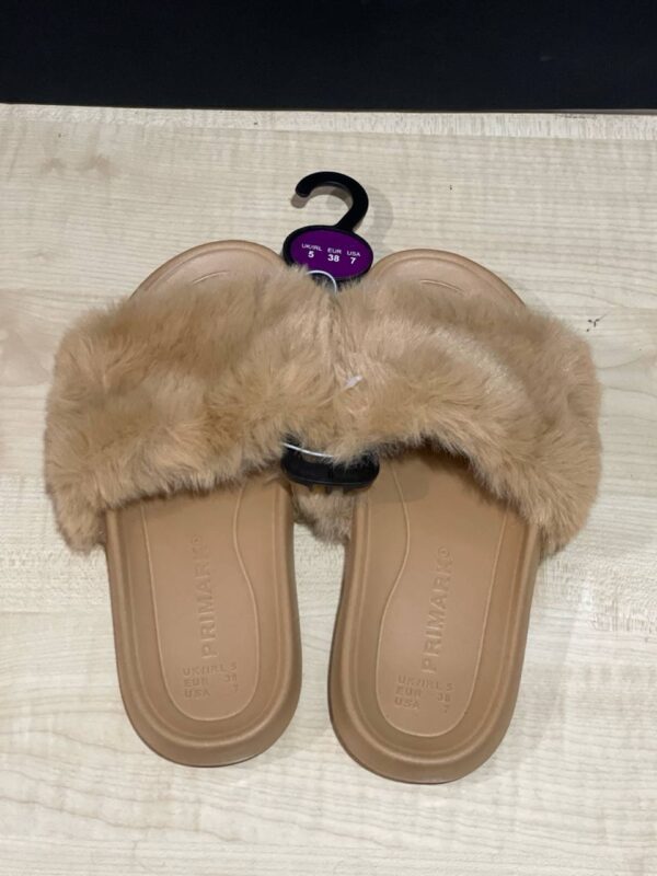 Шльопанці резинові Primark з еко-хутром беж