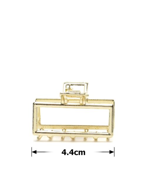 Заколка/краб для волосся металева прямокутна 4,4 см золота блискуча/матова