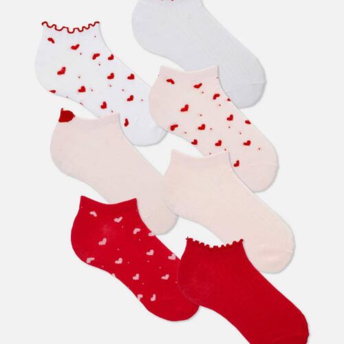 Шкарпетки жіночі короткі "Сердечка" Primark білі/червоні