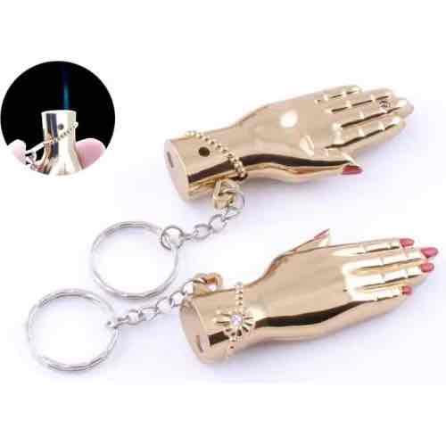 Запальничка-брелок "Рука" золота в подарунковій коробці