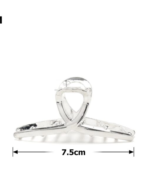 Заколка/краб для волосся "Петля" металева 7,5 см срібна