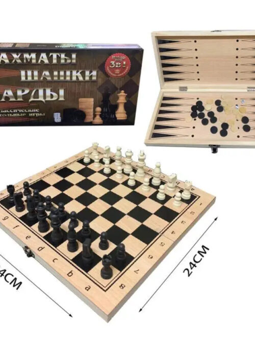 Настільна гра "Шахи/Шахмати/Нарди" W7781 3 в 1 (24*24 см)