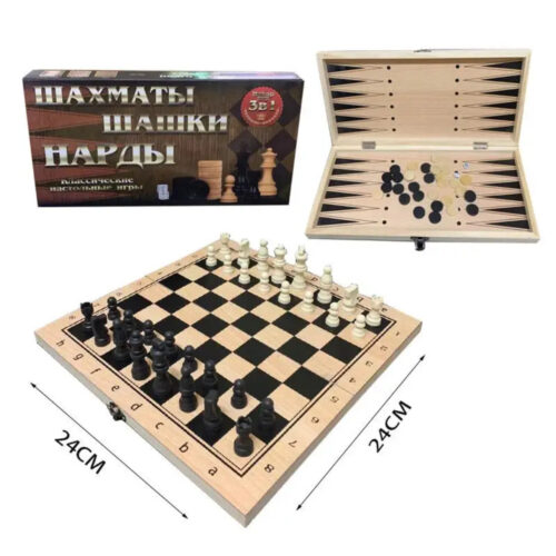 Настільна гра "Шахи/Шахмати/Нарди" W7781 3 в 1 (24*24 см)