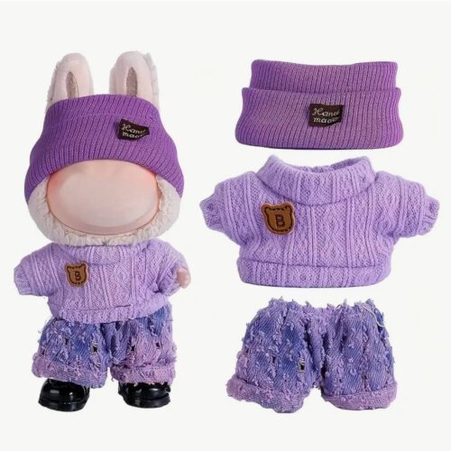 Одяг для Лабубу/ Labubu светрик/штани/шапка фіолетовий