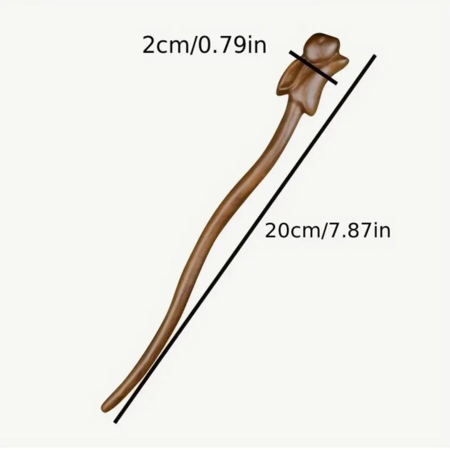 Шпилька-паличка для волосся 1 шт дерев'яна "Зайчик" коричнева