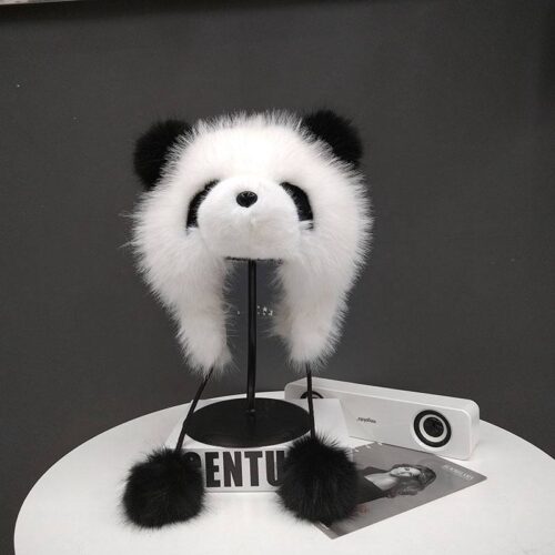 Шапка "Панда" з екохутра біла