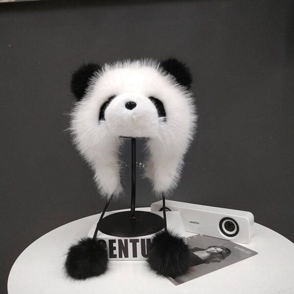 Шапка "Панда" з екохутра біла