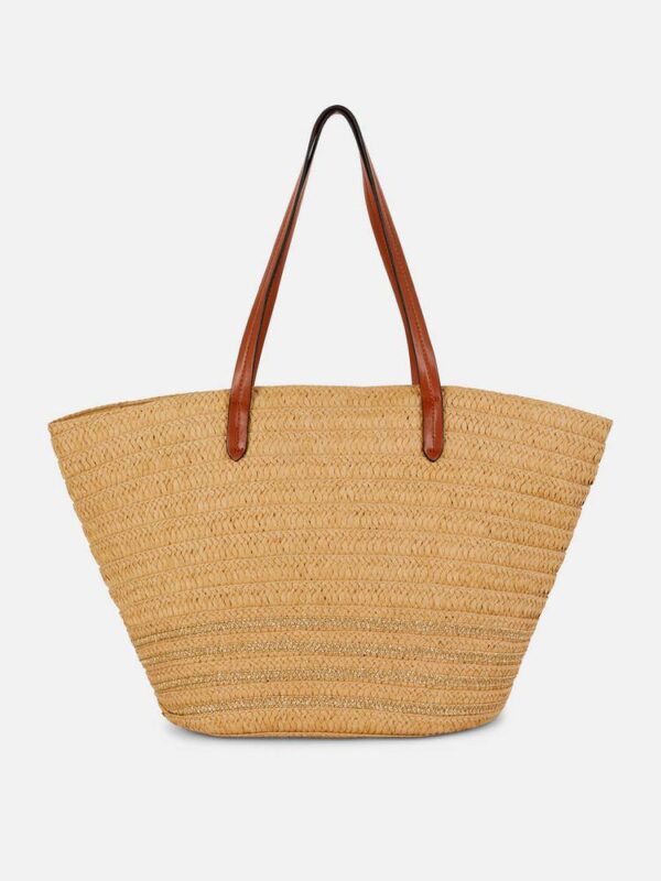 Сумка-шоппер плетена солома Primark бежева з коричневими ручками