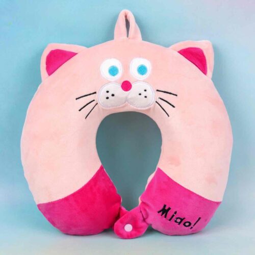 Подушка дорожня U-подібна "Кіт рожевий" піна меморі