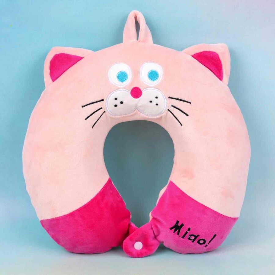 Подушка дорожня U-подібна "Кіт рожевий" піна меморі