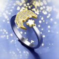 Каблучка жіноча металева «Місяць-Зірка» срібна з золотим (10471)