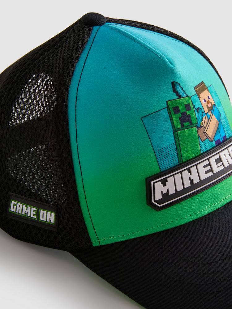 Кепка літня дитяча котонова "Minecraft" Primark чорна з зеленим