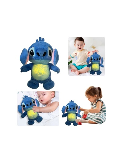 М'яка іграшка/ Нічник "Stitch/ Стітч" дихаючий животик 30 см синій