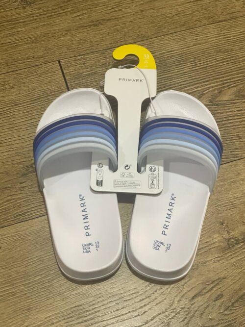 Шльопанці дитячі резинові Primark в полоску біло-сині