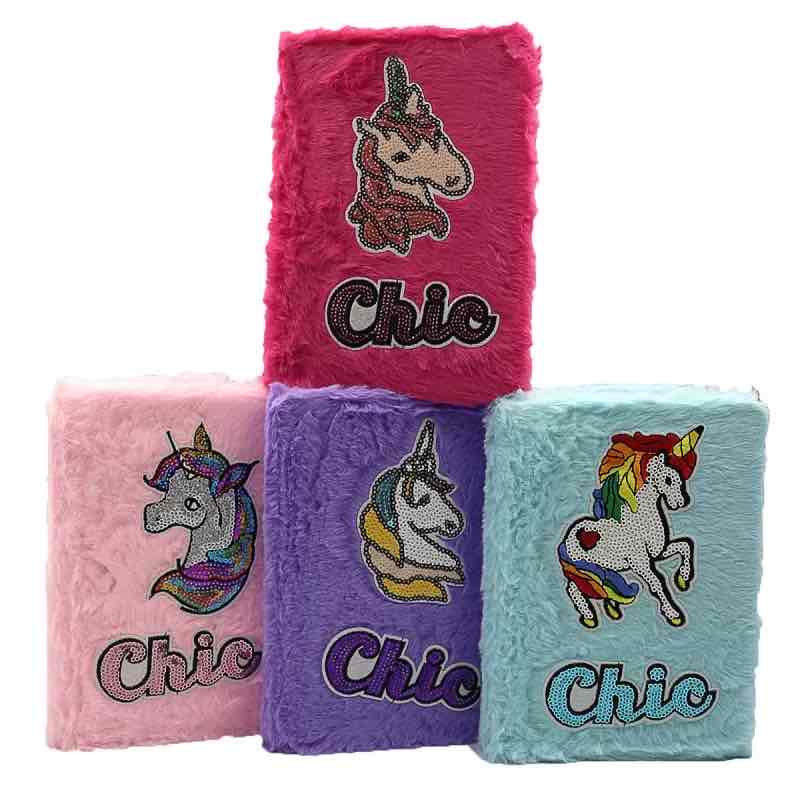 Блокнот А5 плюшевий JO "Єдиноріг CHIC" в клітинку, 64 арк.