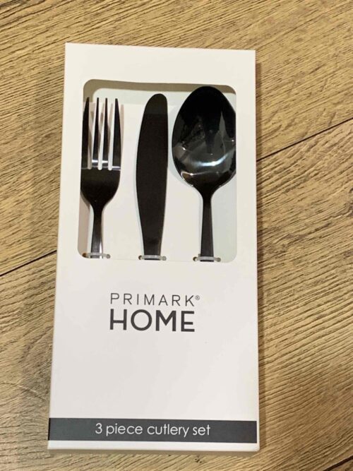 Набір столових приборів Primark (ложка/виделка/ніж) чорний металік