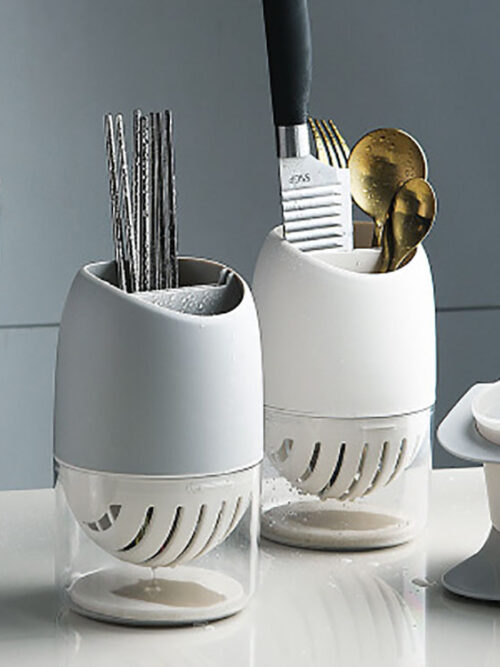 4c8e3f98-5ac0-49c3-a0d5-9cf8063f6477.jpg Кухонний тримач для сушки столових приборів зі зливом білий/ сірий