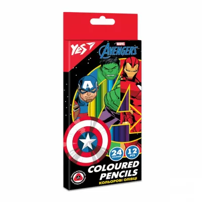 4f5949c4-d0df-4f2d-a168-9d1fa2b33d64-2.png Олівці кольорові YES "Marvel.Avengers" двосторонні 12 шт/24 кол