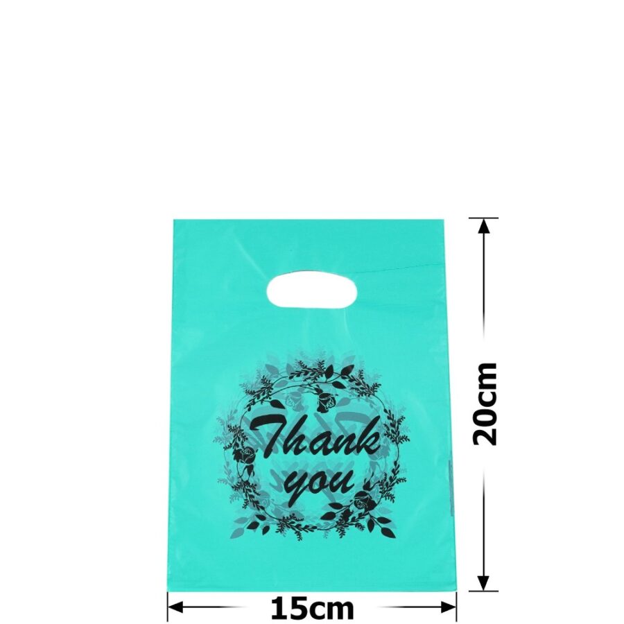 Пакет подарунковий ПВХ (15*20) "Thank you" зелений