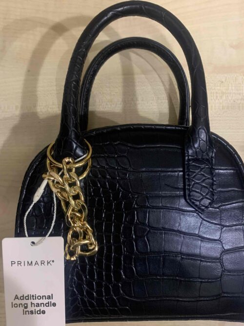 Сумочка Primark з двома ручками текстура крокодил з декор. ланцюгом чорна
