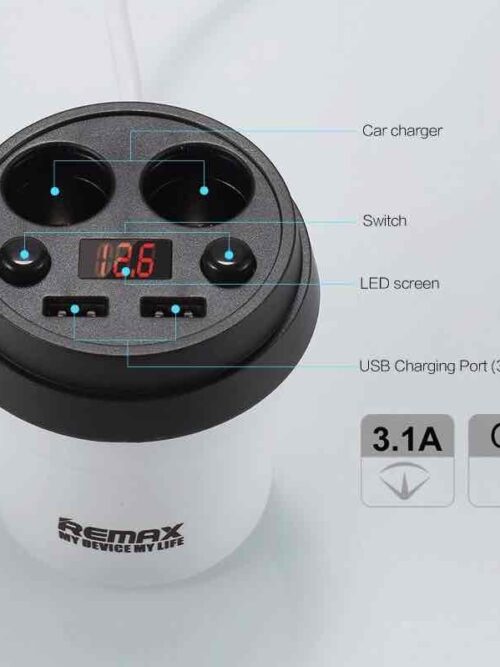 REMAX DEMITASSE CAR CHARGER (CR-2XP) 2 порта, 2 прикурювачі