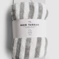 Тюрбан для сушки волосся Primark “Hair Turban” флісовий полоска сірий