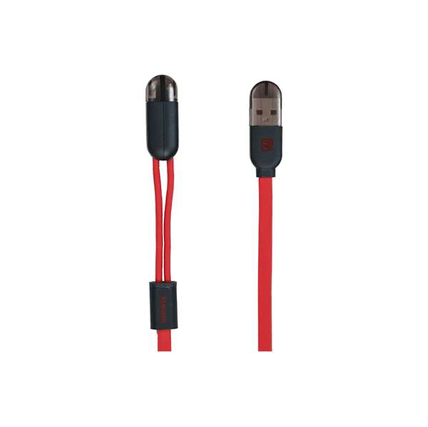 REMAX Кабель подвійний магнітний iPhone/Micro USB (TWINS Series) червоний/чорний