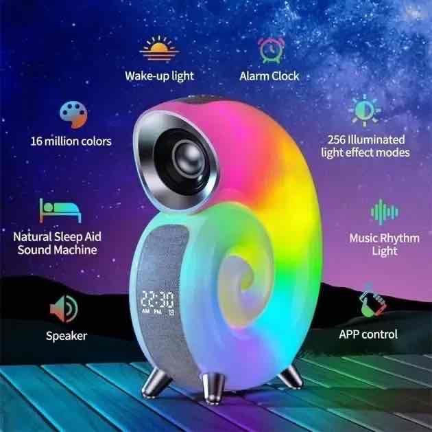 Нічник «Равлик» з годинником та Bluetooth колонкою BRB 2000mAh