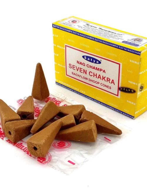 Пахощі Арома-конуси Seven Chakra Backflow Cones Satya 10 шт/уп. зі зворотним потоком Сьома Чакра